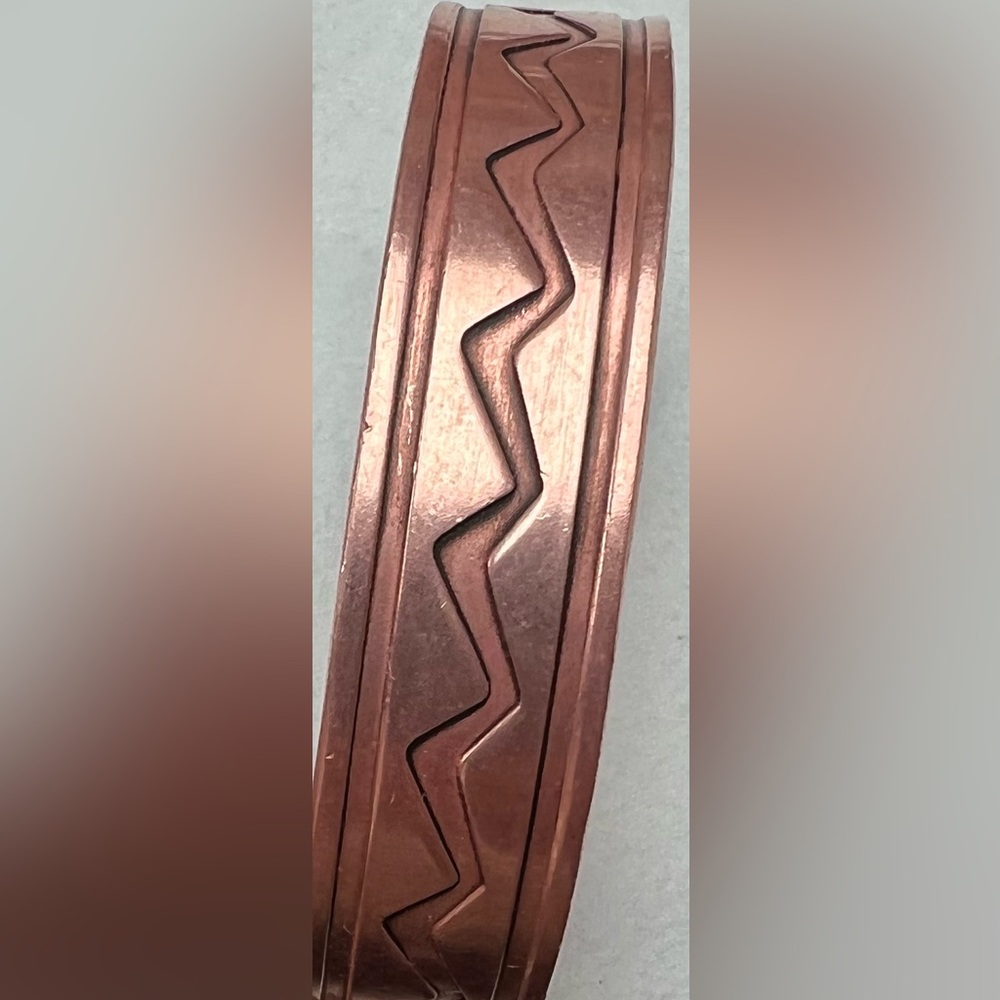 Copper Native American Wave Pattern Bangle Cuff B… - image 2